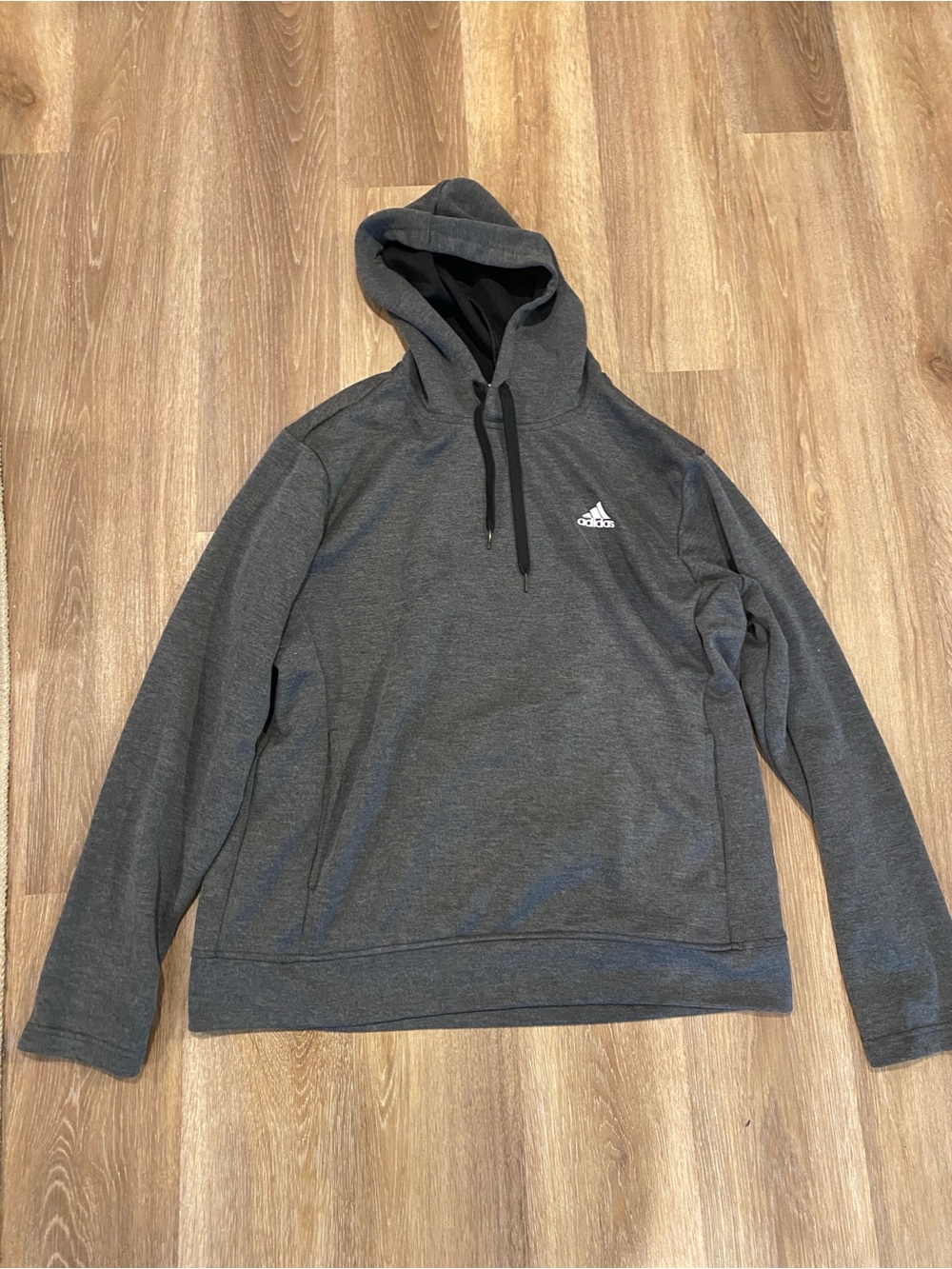 adidas Men's Charcoal Gray Hooded Pullover Sweatshirt